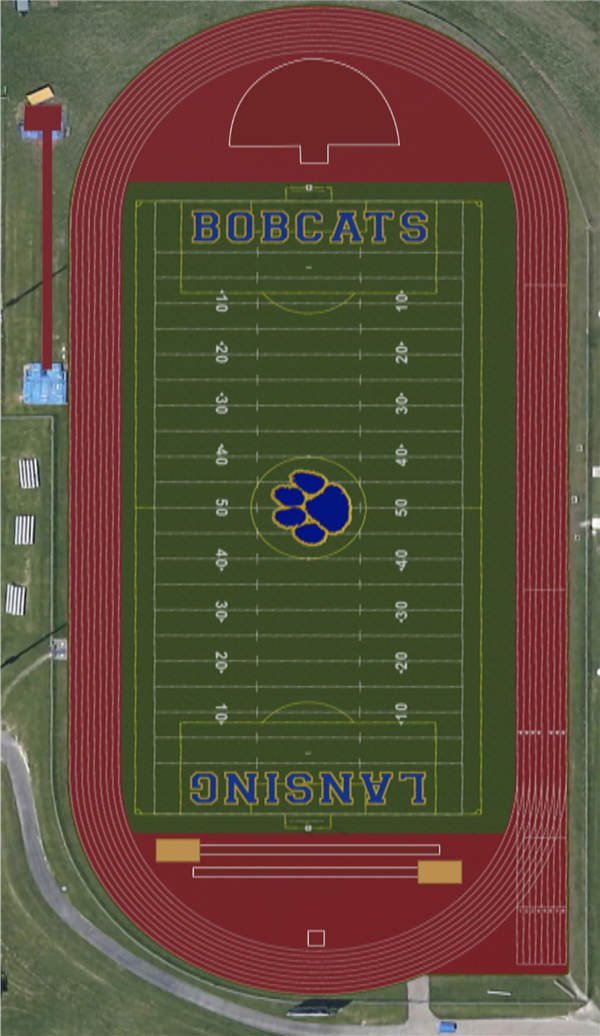 Synthetic Turf Field with Inlaid Lines for Soccer and Football